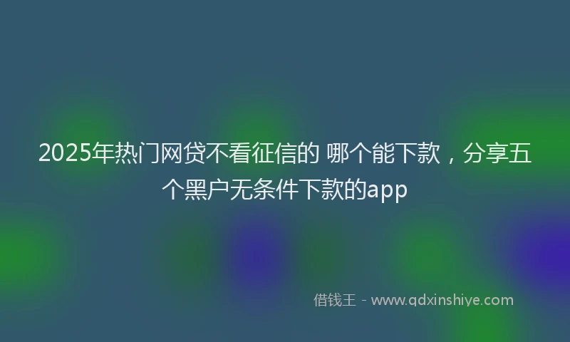 2025年热门网贷不看征信的 哪个能下款，分享五个黑户无条件下款的app