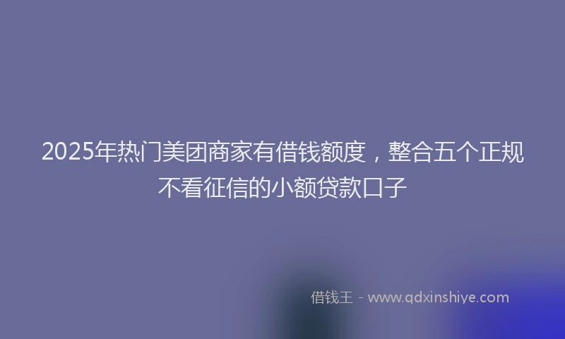 2025年热门美团商家有借钱额度，整合五个正规不看征信的小额贷款口子