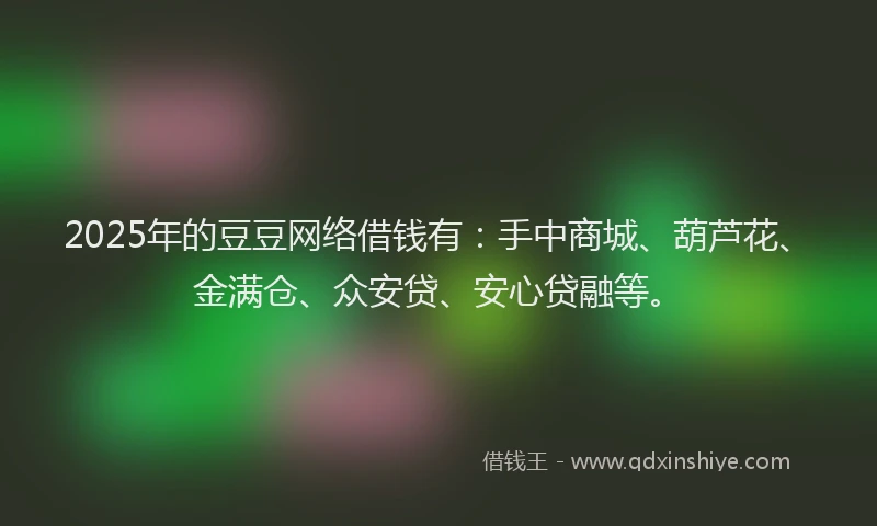 2025年的豆豆网络借钱有：手中商城、葫芦花、金满仓、众安贷、安心贷融等。