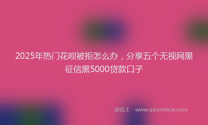 2025年热门花呗被拒怎么办，分享五个无视网黑征信黑5000贷款口子