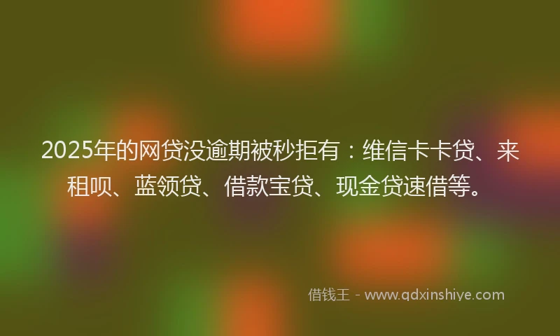 2025年的网贷没逾期被秒拒有：维信卡卡贷、来租呗、蓝领贷、借款宝贷、现金贷速借等。