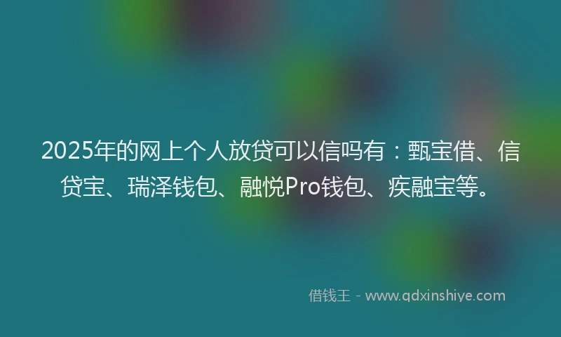 2025年的网上个人放贷可以信吗有：甄宝借、信贷宝、瑞泽钱包、融悦Pro钱包、疾融宝等。