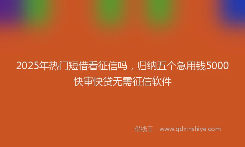 2025年热门短借看征信吗，归纳五个急用钱5000快审快贷无需征信软件