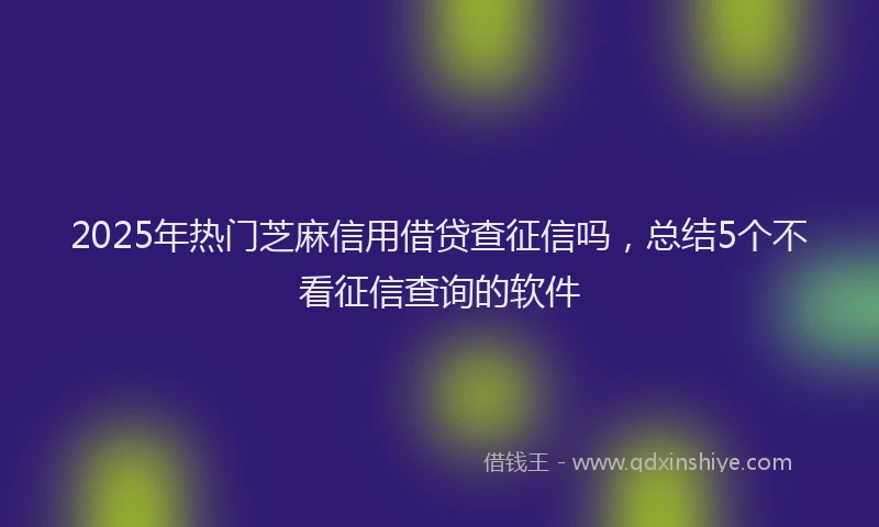 2025年热门芝麻信用借贷查征信吗，总结5个不看征信查询的软件
