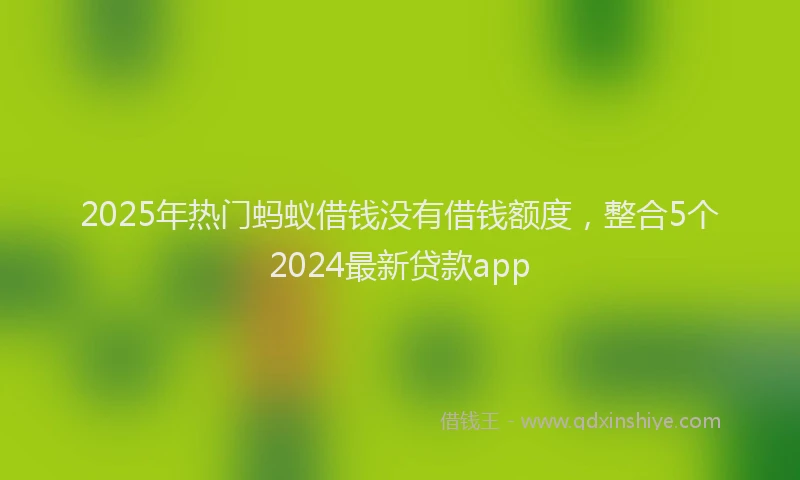 2025年热门蚂蚁借钱没有借钱额度，整合5个2024最新贷款app