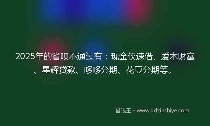 2025年的省呗不通过有：现金侠速借、爱木财富、星辉贷款、哆哆分期、花豆分期等。