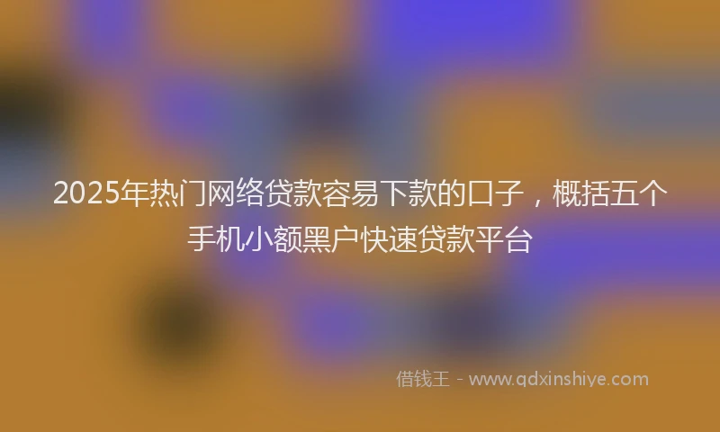 2025年热门网络贷款容易下款的口子，概括五个手机小额黑户快速贷款平台