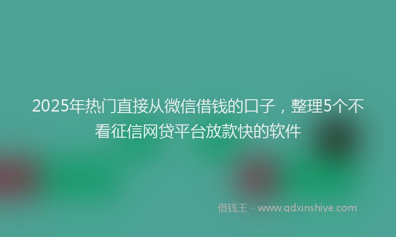2025年热门直接从微信借钱的口子，整理5个不看征信网贷平台放款快的软件