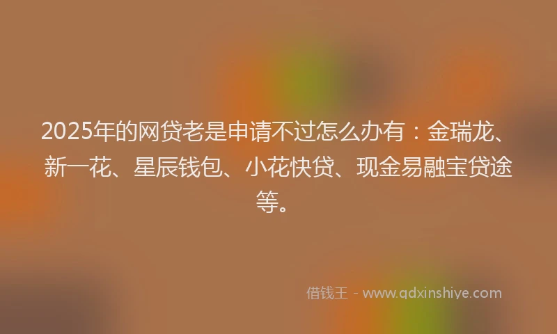 2025年的网贷老是申请不过怎么办有：金瑞龙、新一花、星辰钱包、小花快贷、现金易融宝贷途等。