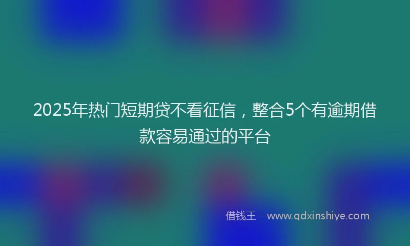 2025年热门短期贷不看征信，整合5个有逾期借款容易通过的平台