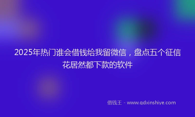 2025年热门谁会借钱给我留微信，盘点五个征信花居然都下款的软件