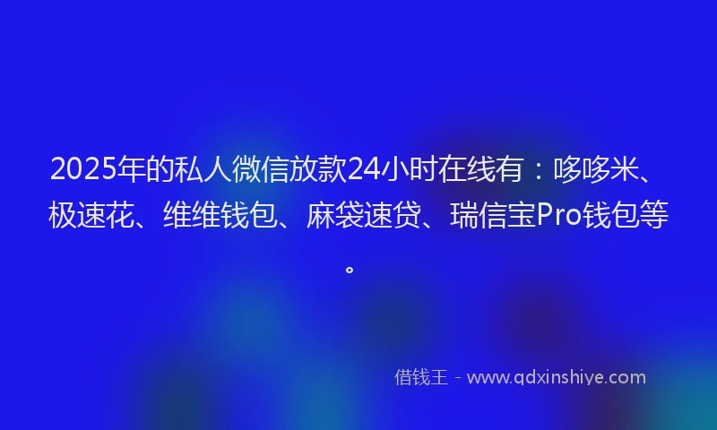 2025年的私人微信放款24小时在线有：哆哆米、极速花、维维钱包、麻袋速贷、瑞信宝Pro钱包等。
