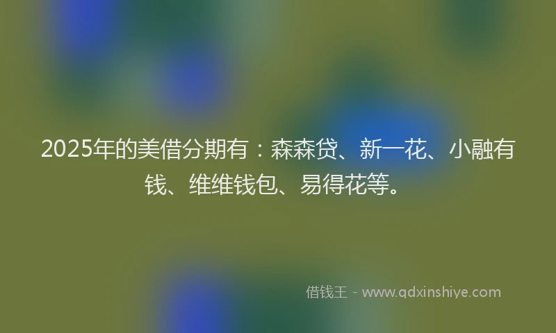 2025年的美借分期有：森森贷、新一花、小融有钱、维维钱包、易得花等。