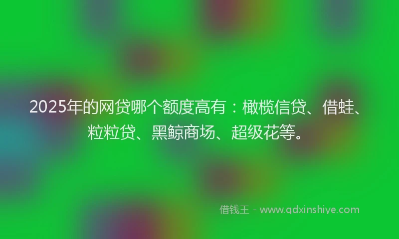 2025年的网贷哪个额度高有：橄榄信贷、借蛙、粒粒贷、黑鲸商场、超级花等。