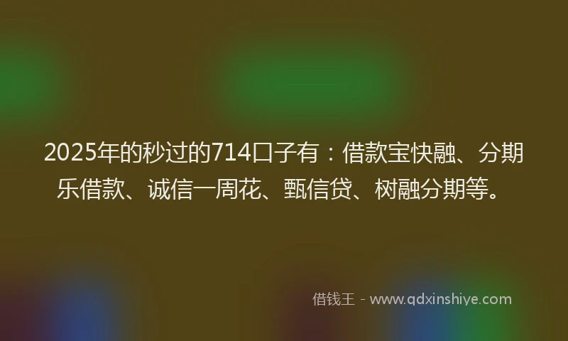 2025年的秒过的714口子有：借款宝快融、分期乐借款、诚信一周花、甄信贷、树融分期等。