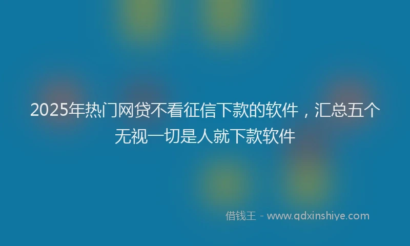 2025年热门网贷不看征信下款的软件，汇总五个无视一切是人就下款软件