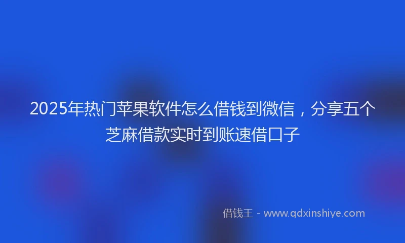 2025年热门苹果软件怎么借钱到微信，分享五个芝麻借款实时到账速借口子