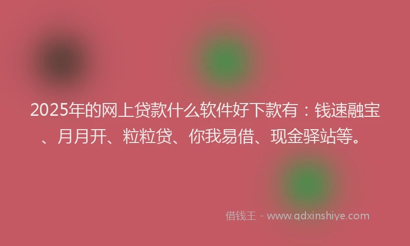 2025年的网上贷款什么软件好下款有：钱速融宝、月月开、粒粒贷、你我易借、现金驿站等。