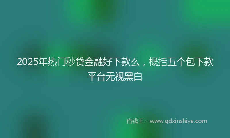 2025年热门秒贷金融好下款么，概括五个包下款平台无视黑白