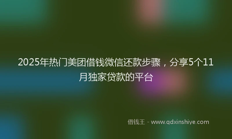 2025年热门美团借钱微信还款步骤，分享5个11月独家贷款的平台
