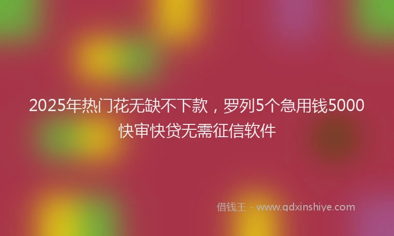 2025年热门花无缺不下款，罗列5个急用钱5000快审快贷无需征信软件