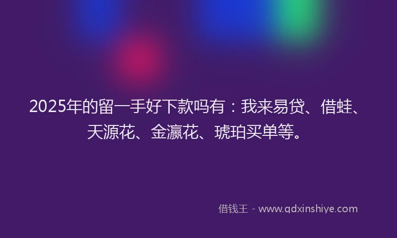 2025年的留一手好下款吗有：我来易贷、借蛙、天源花、金瀛花、琥珀买单等。