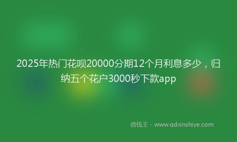 2025年热门花呗20000分期12个月利息多少，归纳五个花户3000秒下款app