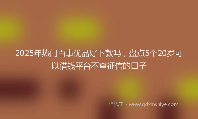 2025年热门百事优品好下款吗，盘点5个20岁可以借钱平台不查征信的口子