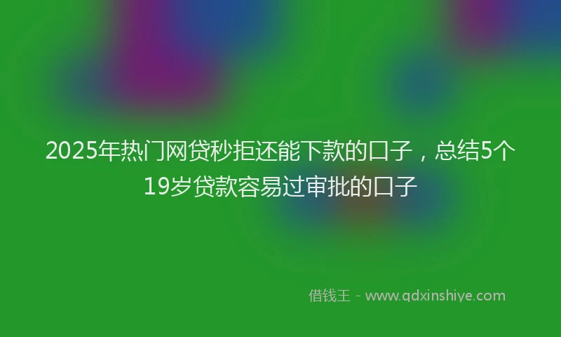 2025年热门网贷秒拒还能下款的口子，总结5个19岁贷款容易过审批的口子