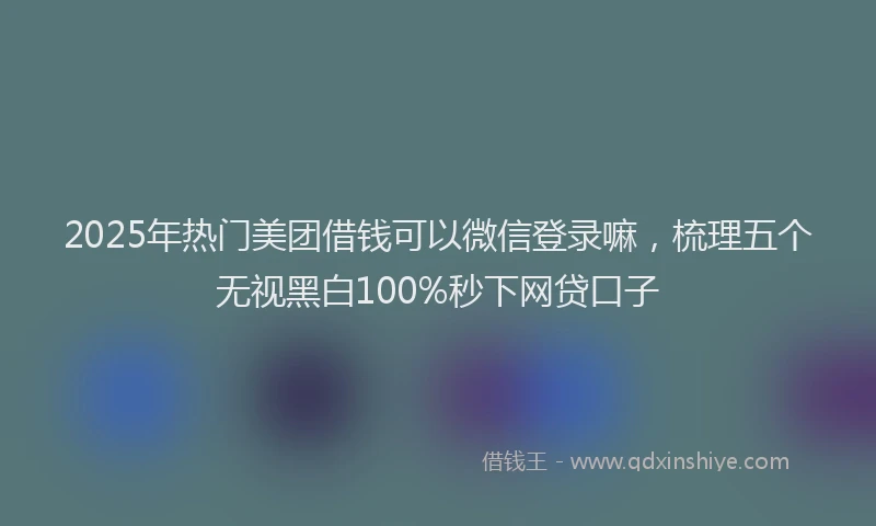 2025年热门美团借钱可以微信登录嘛，梳理五个无视黑白100%秒下网贷口子