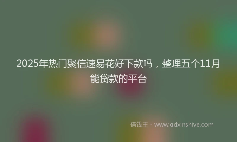 2025年热门聚信速易花好下款吗，整理五个11月能贷款的平台