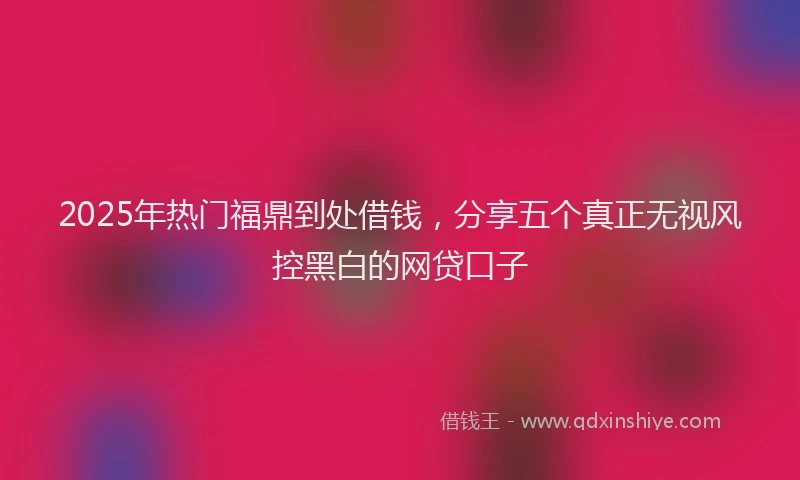2025年热门福鼎到处借钱，分享五个真正无视风控黑白的网贷口子