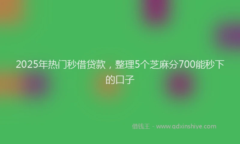 2025年热门秒借贷款，整理5个芝麻分700能秒下的口子