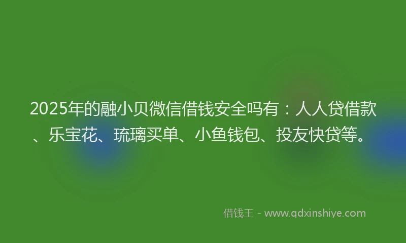 2025年的融小贝微信借钱安全吗有：人人贷借款、乐宝花、琉璃买单、小鱼钱包、投友快贷等。