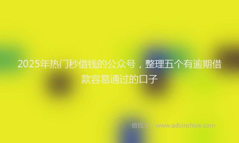 2025年热门秒借钱的公众号，整理五个有逾期借款容易通过的口子