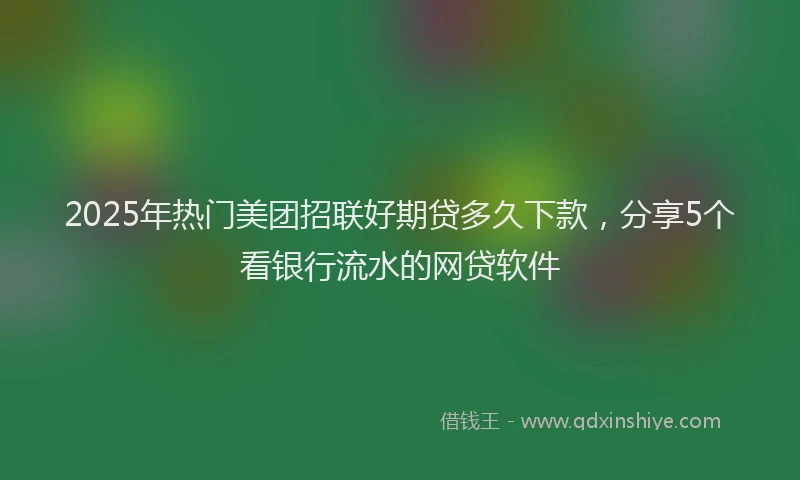 2025年热门美团招联好期贷多久下款，分享5个看银行流水的网贷软件