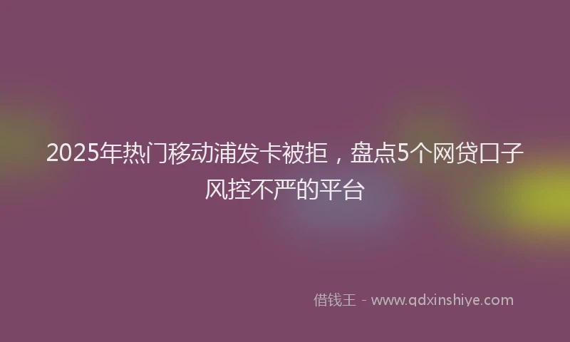 2025年热门移动浦发卡被拒，盘点5个网贷口子风控不严的平台