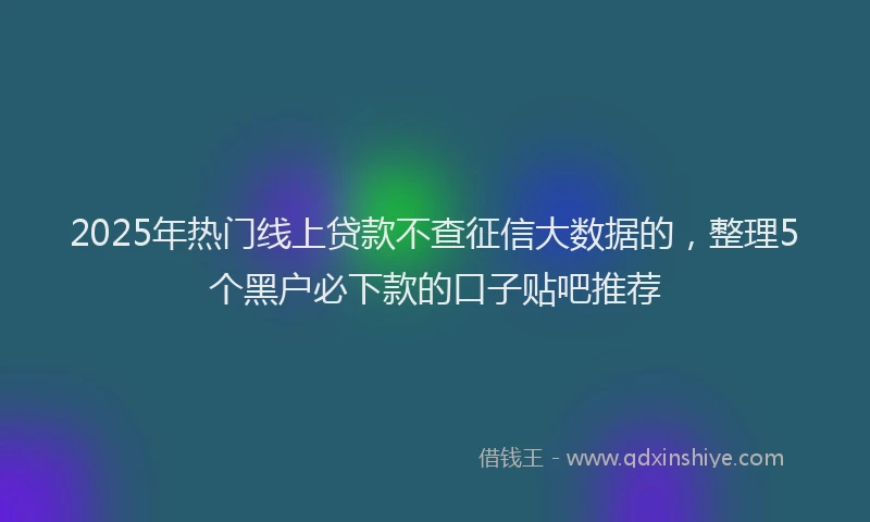 2025年热门线上贷款不查征信大数据的，整理5个黑户必下款的口子贴吧推荐