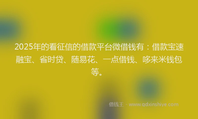 2025年的看征信的借款平台微借钱有：借款宝速融宝、省时贷、随易花、一点借钱、哆来米钱包等。