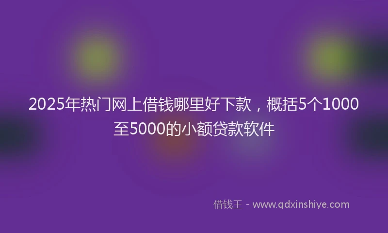 2025年热门网上借钱哪里好下款，概括5个1000至5000的小额贷款软件