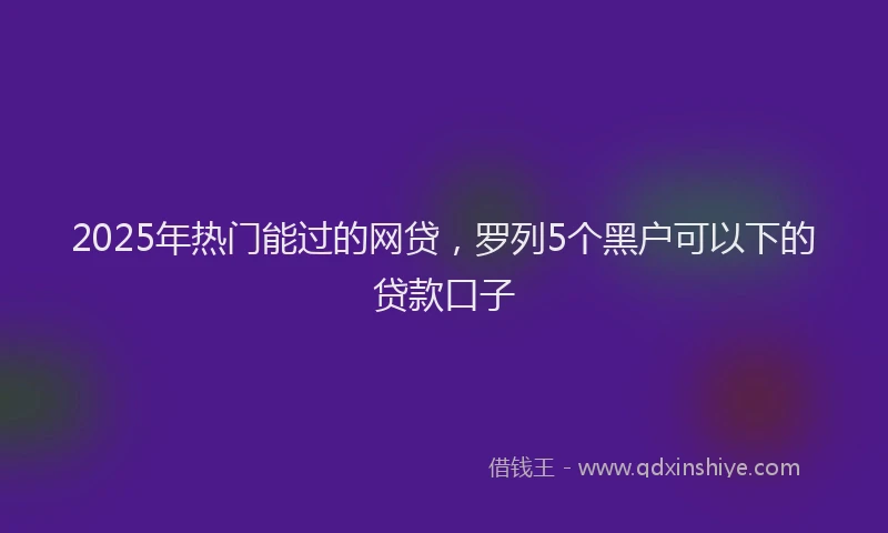2025年热门能过的网贷，罗列5个黑户可以下的贷款口子
