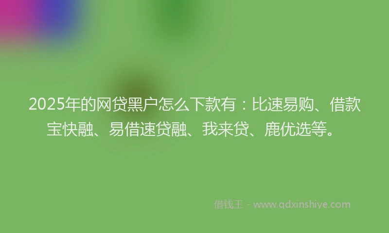 2025年的网贷黑户怎么下款有：比速易购、借款宝快融、易借速贷融、我来贷、鹿优选等。