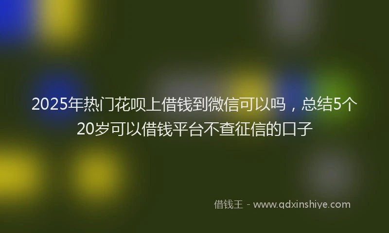 2025年热门花呗上借钱到微信可以吗，总结5个20岁可以借钱平台不查征信的口子