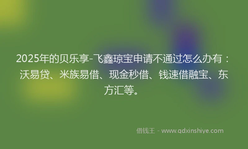 2025年的贝乐享-飞鑫琼宝申请不通过怎么办有：沃易贷、米族易借、现金秒借、钱速借融宝、东方汇等。