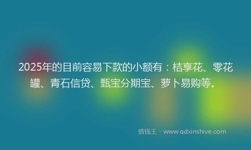 2025年的目前容易下款的小额有：桔享花、零花罐、青石信贷、甄宝分期宝、萝卜易购等。