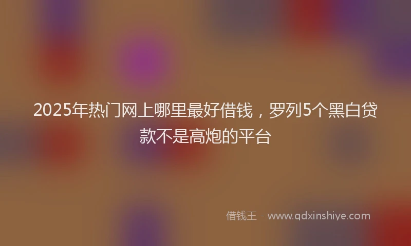 2025年热门网上哪里最好借钱，罗列5个黑白贷款不是高炮的平台
