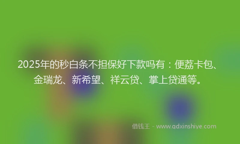 2025年的秒白条不担保好下款吗有：便荔卡包、金瑞龙、新希望、祥云贷、掌上贷通等。