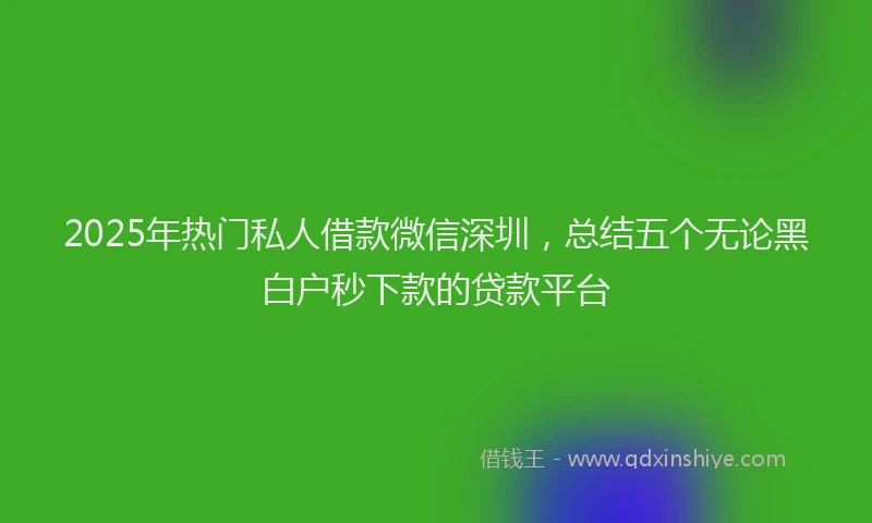 2025年热门私人借款微信深圳，总结五个无论黑白户秒下款的贷款平台