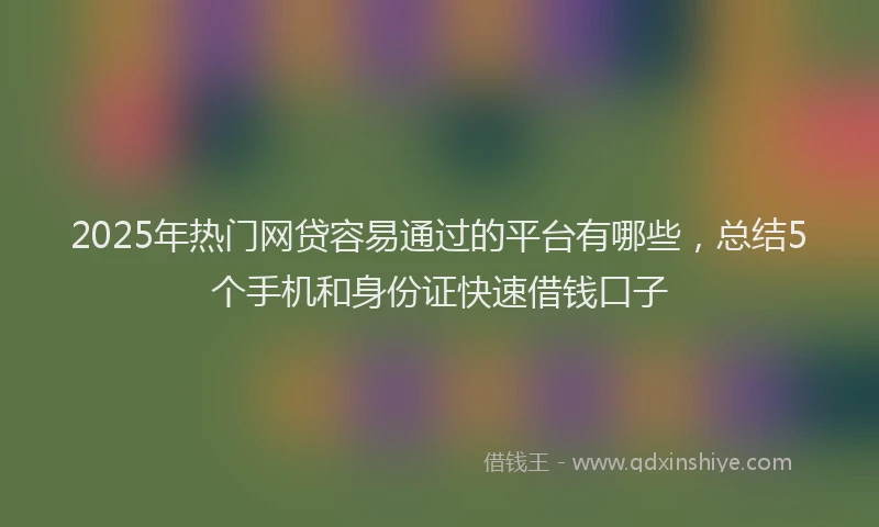 2025年热门网贷容易通过的平台有哪些，总结5个手机和身份证快速借钱口子
