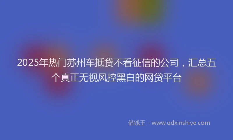 2025年热门苏州车抵贷不看征信的公司，汇总五个真正无视风控黑白的网贷平台